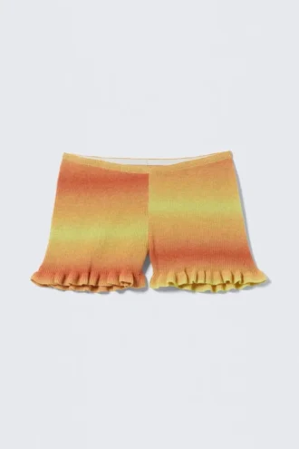 Low Rise Dip-Dye Knitted Mini Shorts – Orange & Yellow
