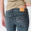 Low Rise Embellished Flared Jeans – Embellished Blue – Dark Blue Low Rise Embellished Flared Jeans – Embellished Blue – Dark Blue