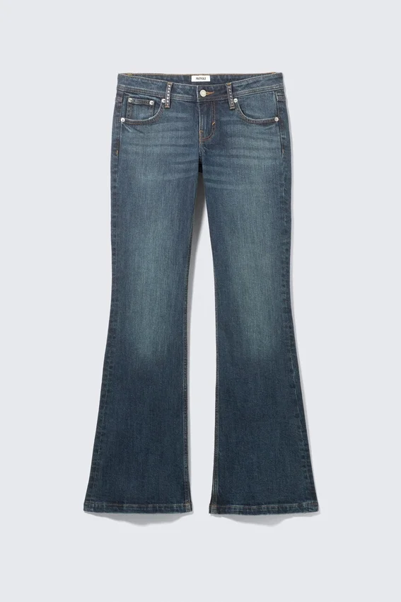 Low Rise Embellished Flared Jeans – Embellished Blue – Dark Blue Low Rise Embellished Flared Jeans – Embellished Blue – Dark Blue