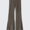 Low Rise Flared Crinkled Trousers – Dark Grey Low Rise Flared Crinkled Trousers – Dark Grey