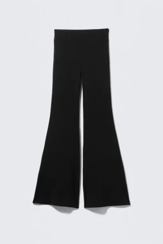 Low Rise Flared Jersey Trousers – Black
