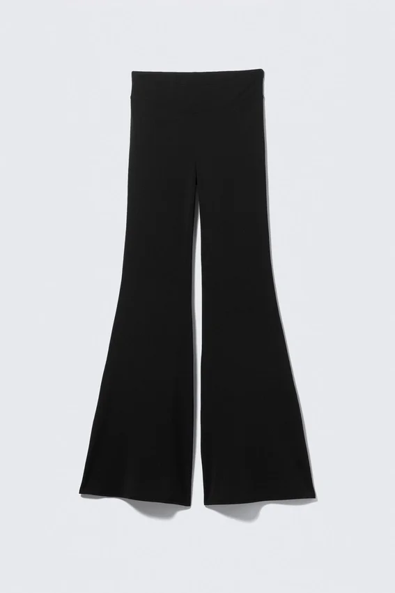 Low Rise Flared Jersey Trousers – Black Low Rise Flared Jersey Trousers – Black