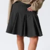 Low Rise Flared Knee-Length Suiting Skirt – Dark Grey Low Rise Flared Knee-Length Suiting Skirt – Dark Grey
