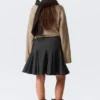 Low Rise Flared Knee-Length Suiting Skirt – Dark Grey Low Rise Flared Knee-Length Suiting Skirt – Dark Grey