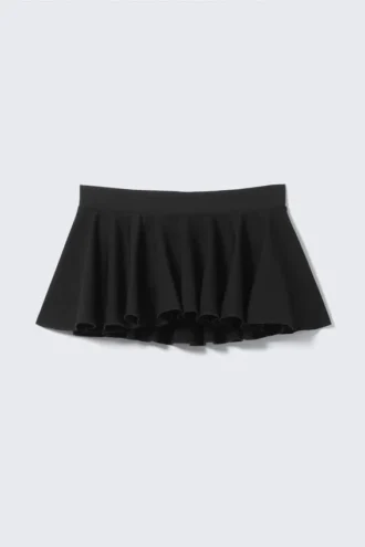 Low Rise Flared Mini Skort – Black