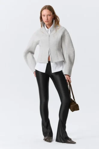 Low Rise Flared Stretch Trousers – Black