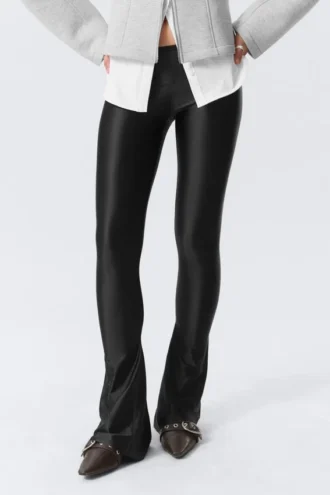 Low Rise Flared Stretch Trousers – Black