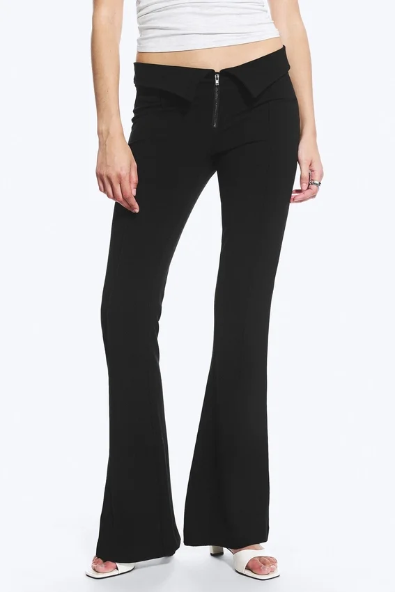 Low Rise Flared Suit Trousers – Black Low Rise Flared Suit Trousers – Black
