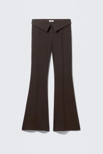 Low Rise Flared Suit Trousers – Dark Brown