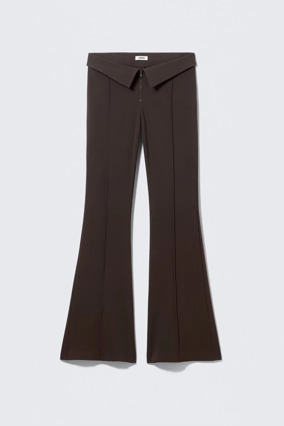 Low Rise Flared Suit Trousers – Dark Brown Low Rise Flared Suit Trousers – Dark Brown