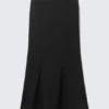 Low-Rise Flared Suiting Maxi Skirt – Black Low-Rise Flared Suiting Maxi Skirt – Black