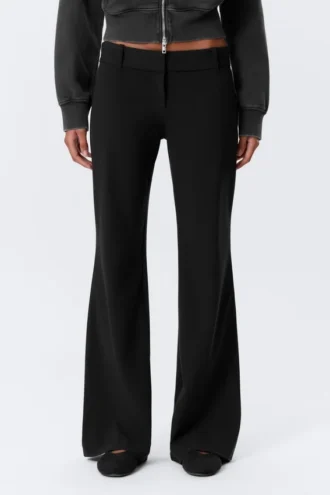 Low-Rise Flared Suiting Trousers – Black