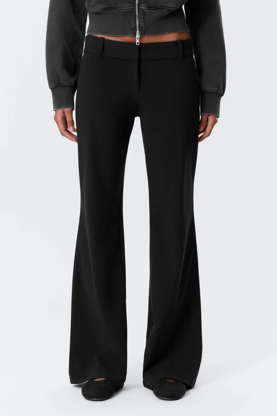 Low-Rise Flared Suiting Trousers – Black Low-Rise Flared Suiting Trousers – Black