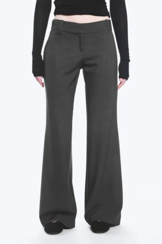Low-Rise Flared Suiting Trousers – Dark Grey Melange