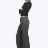 Low-Rise Flared Suiting Trousers – Dark Grey Melange Low-Rise Flared Suiting Trousers – Dark Grey Melange