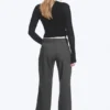 Low-Rise Flared Suiting Trousers – Dark Grey Melange Low-Rise Flared Suiting Trousers – Dark Grey Melange