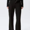 Low-Rise Flared Suiting Trousers – Pinstriped Black Low-Rise Flared Suiting Trousers – Pinstriped Black