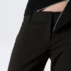 Low-Rise Flared Suiting Trousers – Pinstriped Black Low-Rise Flared Suiting Trousers – Pinstriped Black
