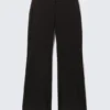 Low-Rise Flared Suiting Trousers – Pinstriped Black Low-Rise Flared Suiting Trousers – Pinstriped Black