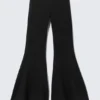 Low-Rise Flared Trousers – Black Low-Rise Flared Trousers – Black