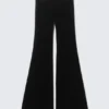 Low Rise Flared Velvet Mesh Trousers – Black Low Rise Flared Velvet Mesh Trousers – Black