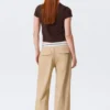 Low Rise Folded Waist Twill Trousers – Beige Low Rise Folded Waist Twill Trousers – Beige