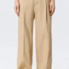 Low Rise Folded Waist Twill Trousers – Beige Low Rise Folded Waist Twill Trousers – Beige