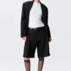 Low Rise Linen-Blend Suiting Shorts – Black Low Rise Linen-Blend Suiting Shorts – Black