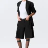 Low Rise Linen-Blend Suiting Shorts – Black Low Rise Linen-Blend Suiting Shorts – Black