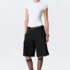 Low Rise Linen-Blend Suiting Shorts – Black Low Rise Linen-Blend Suiting Shorts – Black
