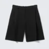 Low Rise Linen-Blend Suiting Shorts – Black Low Rise Linen-Blend Suiting Shorts – Black