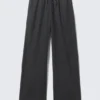 Low Rise Linen-Blend Trousers – Dark Grey Low Rise Linen-Blend Trousers – Dark Grey