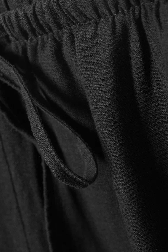 Low Rise Linen-Blend Trousers – Dark Grey Low Rise Linen-Blend Trousers – Dark Grey