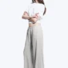 Low Rise Linen-Blend Trousers – Light Grey Low Rise Linen-Blend Trousers – Light Grey