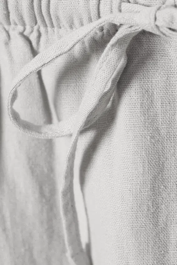 Low Rise Linen-Blend Trousers – Light Grey Low Rise Linen-Blend Trousers – Light Grey