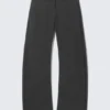 Low-Rise Loose Barrel Suiting Trousers – Dark Grey Melange Low-Rise Loose Barrel Suiting Trousers – Dark Grey Melange