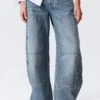 Low Rise Loose Barrel Workwear Jeans – Mid Blue – Medium Blue Low Rise Loose Barrel Workwear Jeans – Mid Blue – Medium Blue