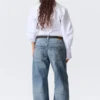Low Rise Loose Barrel Workwear Jeans – Mid Blue – Medium Blue Low Rise Loose Barrel Workwear Jeans – Mid Blue – Medium Blue