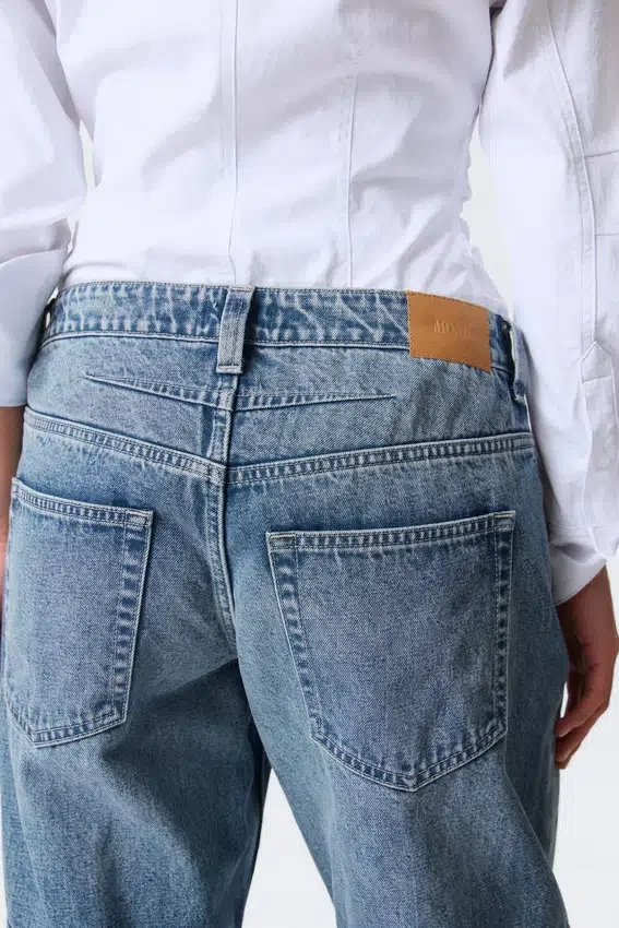 Low Rise Loose Barrel Workwear Jeans – Mid Blue – Medium Blue Low Rise Loose Barrel Workwear Jeans – Mid Blue – Medium Blue