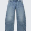 Low Rise Loose Barrel Workwear Jeans – Mid Blue – Medium Blue Low Rise Loose Barrel Workwear Jeans – Mid Blue – Medium Blue