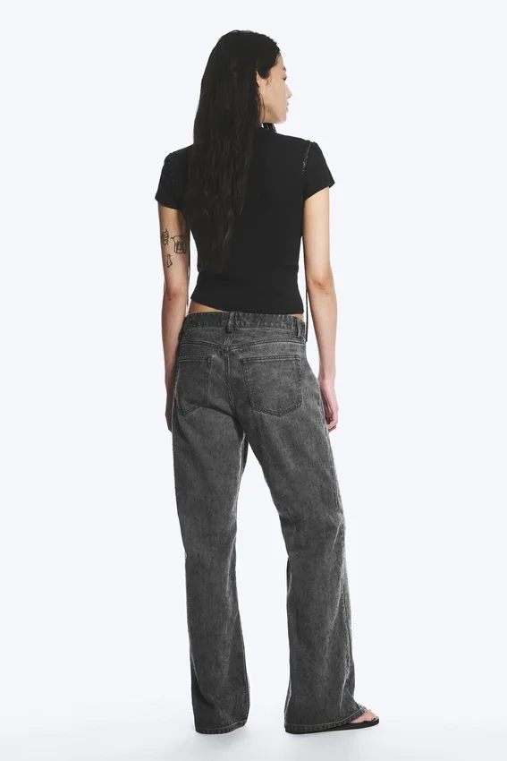 Low Rise Loose Bootcut Trousers – Dark Grey Low Rise Loose Bootcut Trousers – Dark Grey