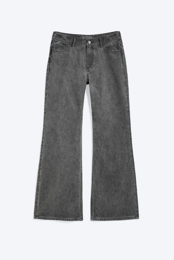 Low Rise Loose Bootcut Trousers – Dark Grey Low Rise Loose Bootcut Trousers – Dark Grey
