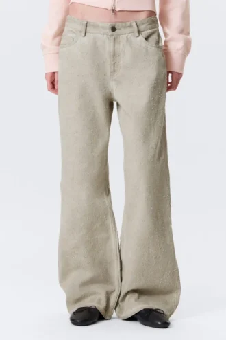Low Rise Loose Bootcut Trousers – Light Mole