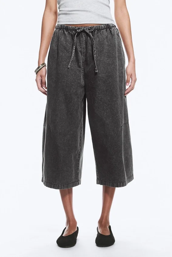 Low Rise Loose Cropped Trousers – Dark Grey Low Rise Loose Cropped Trousers – Dark Grey