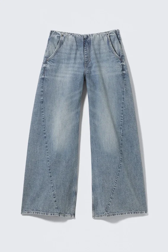 Low Rise Loose Fit Denim Joggers – Torn Blue – Medium Blue Low Rise Loose Fit Denim Joggers – Torn Blue – Medium Blue