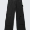 Low Rise Loose Fit Workwear Trousers – Black Low Rise Loose Fit Workwear Trousers – Black
