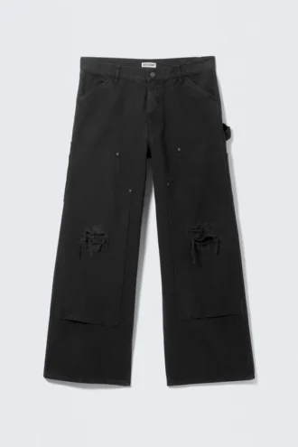 Low Rise Loose Fit Workwear Trousers – Black Low Rise Loose Fit Workwear Trousers – Black