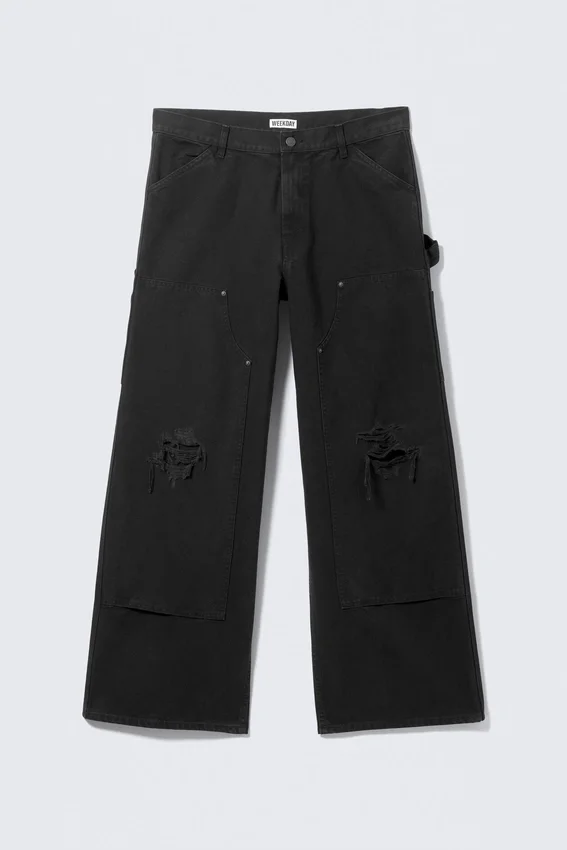 Low Rise Loose Fit Workwear Trousers – Black Low Rise Loose Fit Workwear Trousers – Black