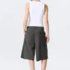 Low Rise Loose Pleated Suiting Shorts – Dark Grey – Herringbone Low Rise Loose Pleated Suiting Shorts – Dark Grey – Herringbone