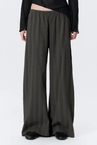 Low Rise Loose Pull-On Cotton Trousers – Dark Grey